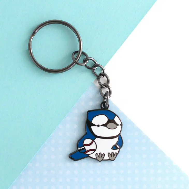 Blue Jay Baseball Enamel Keychain
