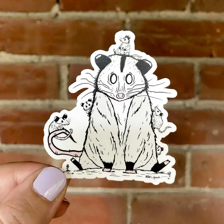 Opossum and Babies Sticker