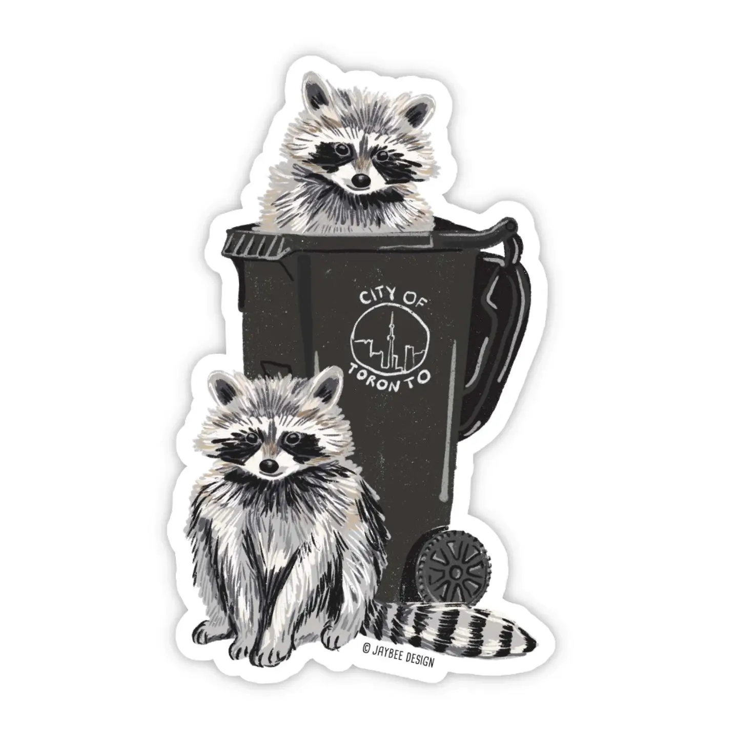 Raccoons Garbage Bin Sticker