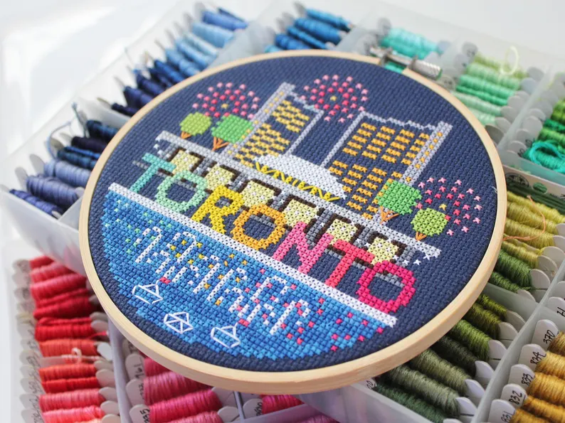 Toronto City Hall and Nathan Phillips Square Cross Stitch Kit (6 inch) - Image 3