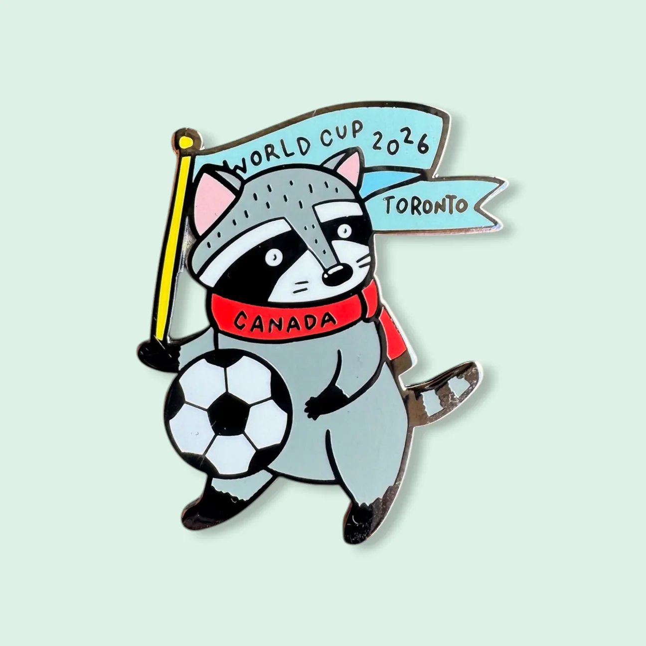 World Cup Raccoon Enamel Pin